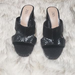 Zara black chunky block heel sandals